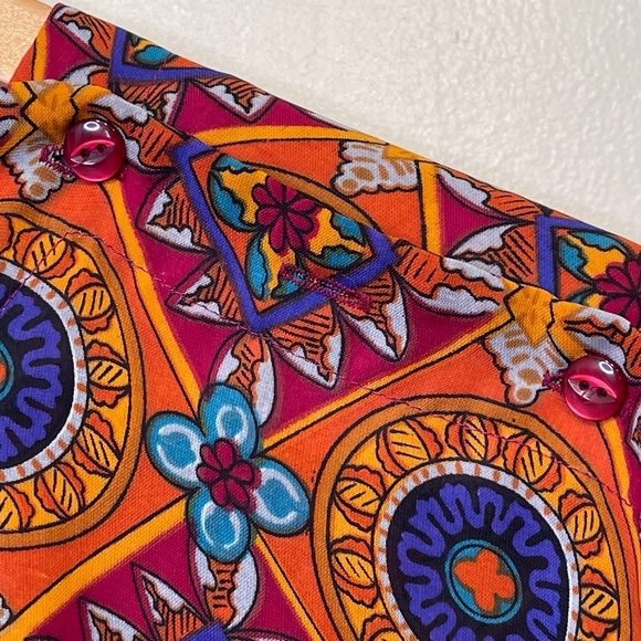 Sharpely | VTG Geo Print Cinched Waist Long Sleeve Round Neck Lightweight Blouse - Picture 11 of 11